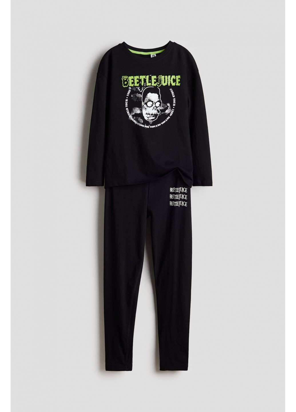 Чорна піжама (лонгслів і штани) для хлопчика beetlejuice 1247443-004 чорний H&M