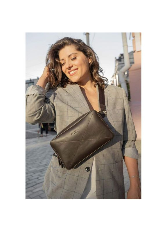 Сумка жіноча шкіряна через плече Dropbag Maxi темно коричнева BlankNote (302007695)