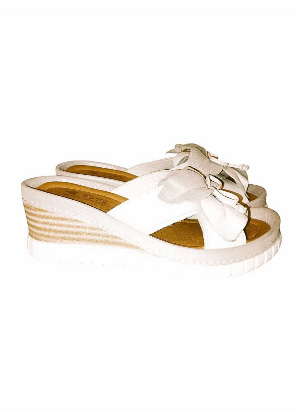 жіночі шльопанці з декором на середній танкетці білі Sherlock Soon (357260925)