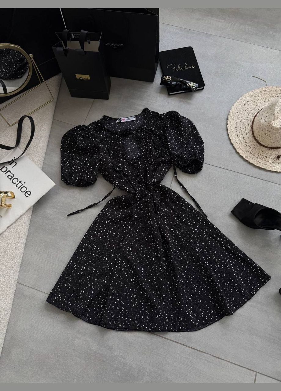 Черное повседневный, кэжуал женское платье а-силуэт Style Point с цветочным принтом