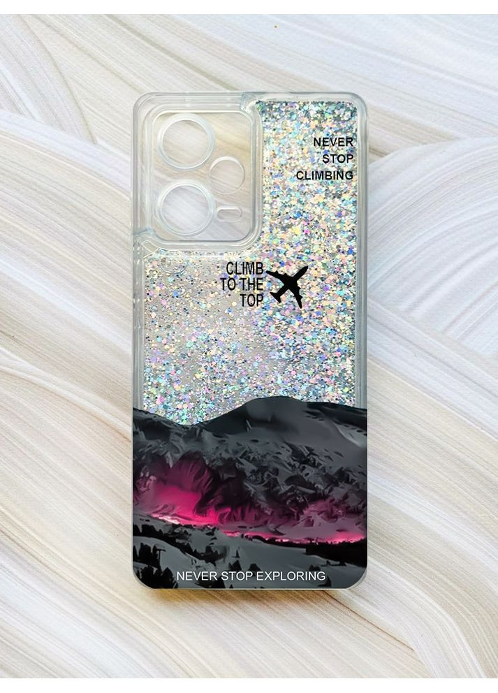 Чехол с плавающими серебряными блестками на Xiaomi Redmi Note 12 Pro Plus Поднимись на вершину (принт 419) Creative (370169584)