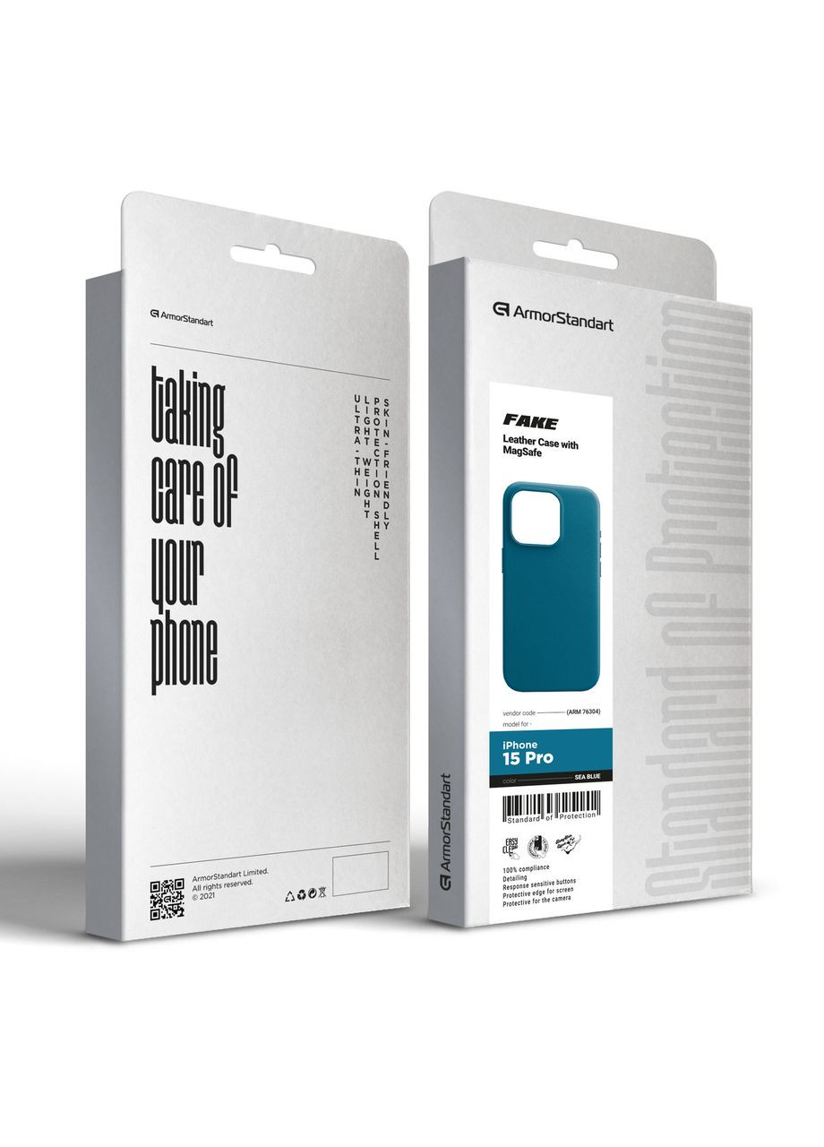 Чехол FAKE Leather Case для Apple iPhone 15 Pro Sea Blue (ARM76304) ArmorStandart (327881483)