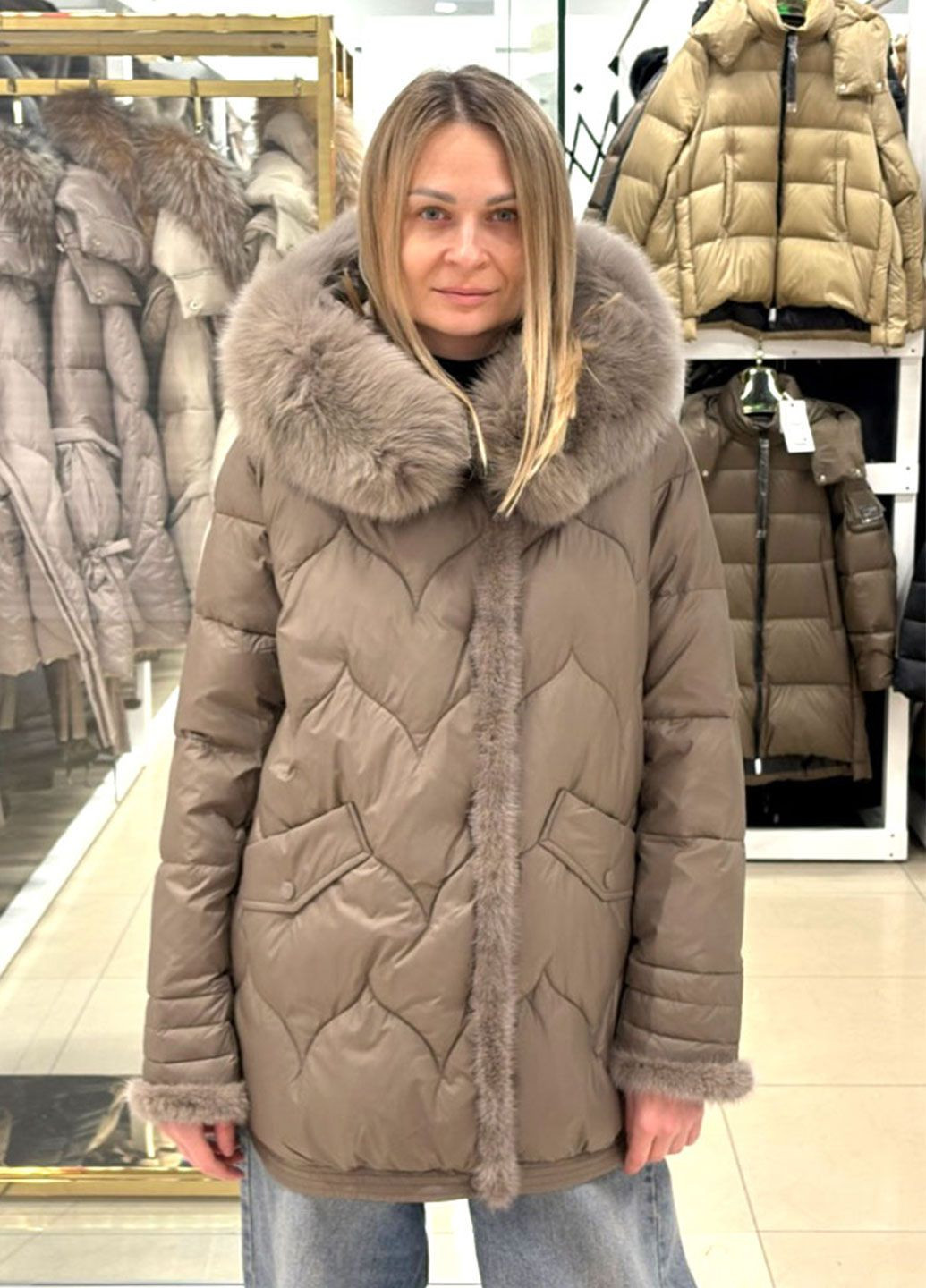 Бронзовый зимний Пуховик CHANEVIA