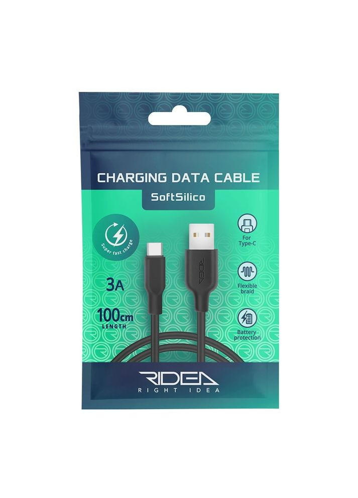 Кабель USB Ridea RC-M124 Soft Silico Type-C 3A (Чорний) Home (340907998)