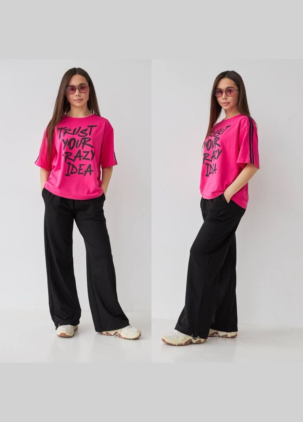 Малиновий літній костюм з супер модним принтом Україна