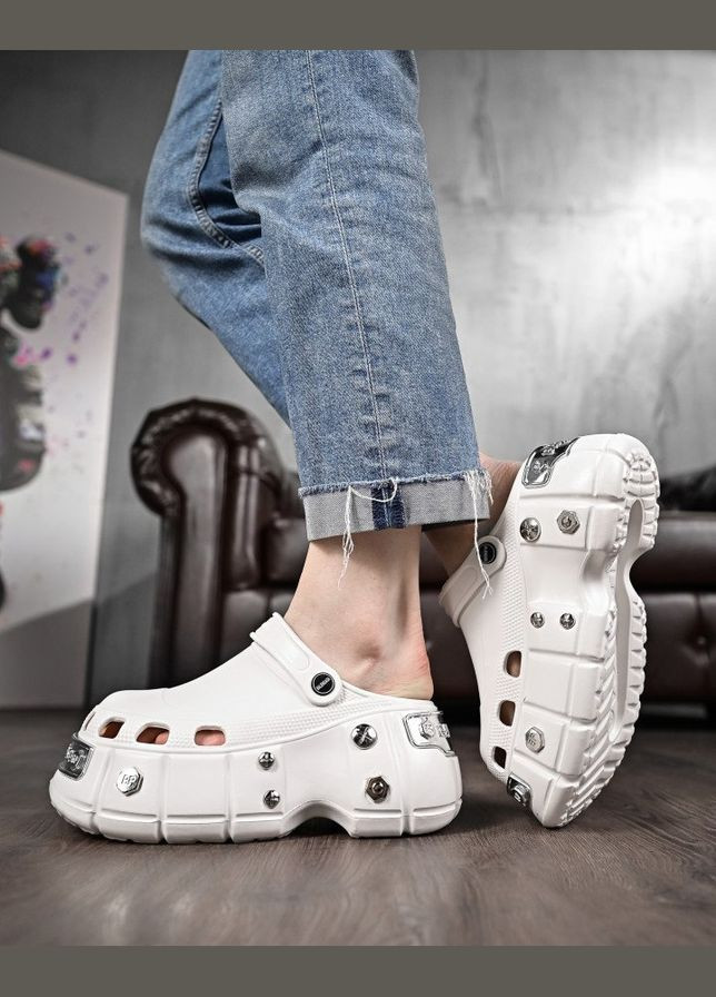 Женские кроксы на платформе meetal white No Brand белые лето (346052545)