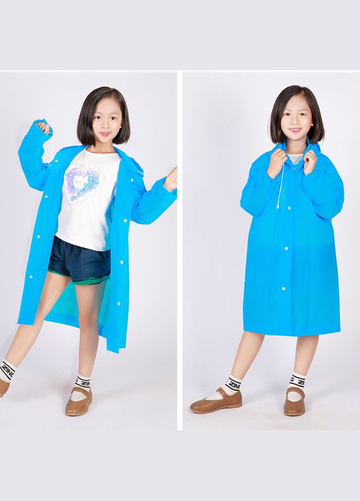 Детский плащ дождевик с капюшоном плотный на кнопках удобен EVA KIDS голубой Losso (330778400)