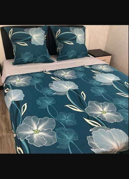 Фабрична бавовняна постільна білизна класу-А Півторний бірюзовий 145 х 210 (24585202) No Brand (306633300)