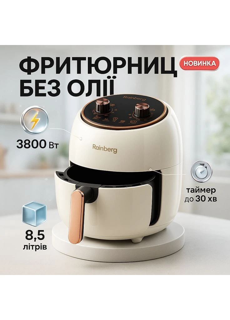 Мультипіч без олії аеропіч настільна, Домашня фритюрниця для фрі, Піч без олії електрична ZB-72 Rainberg (377479066)