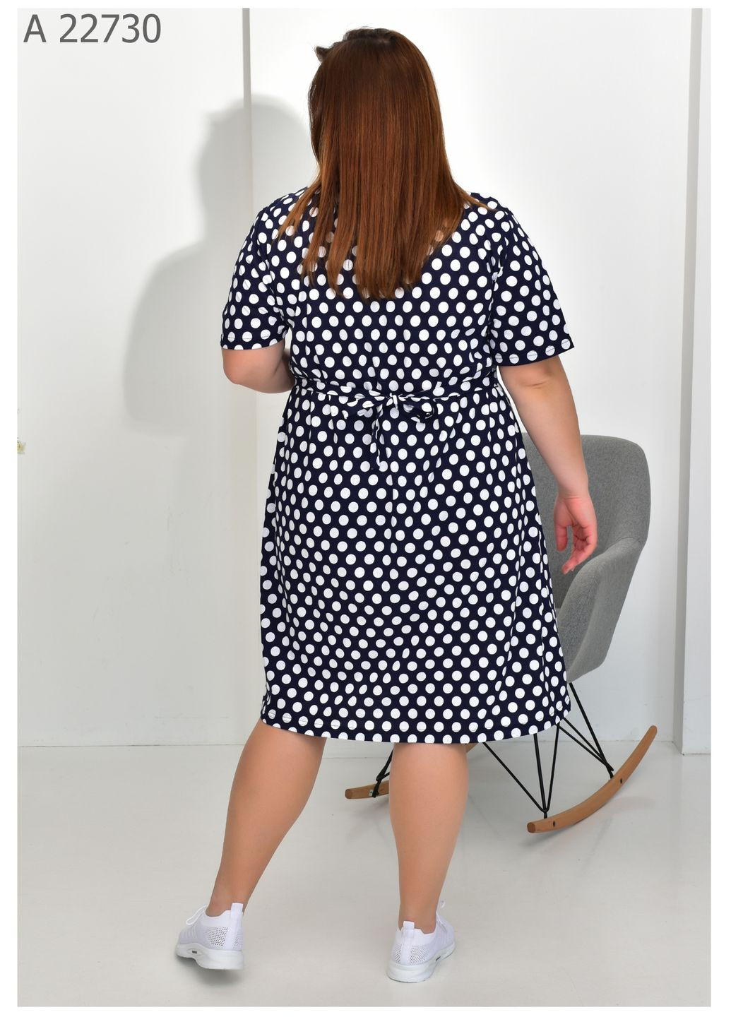 Синя повсякденний жіноча літня сукня великого розміру SK в горошок