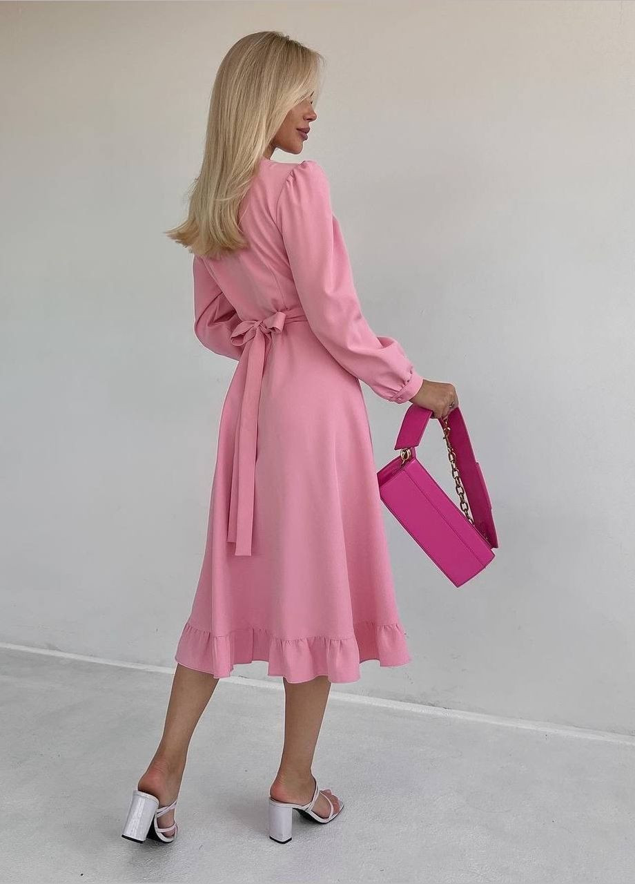 Рожева вечірня сукня довжини міді на запах на запах MonCher