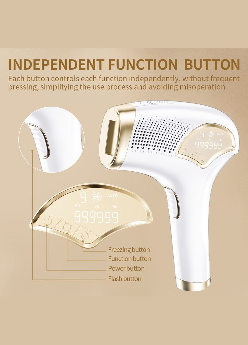 Фотоепілятор 999999 3 в 1 з функцією крижаного охолодження та 9 рівнями інтенсивності IPL (320588131)