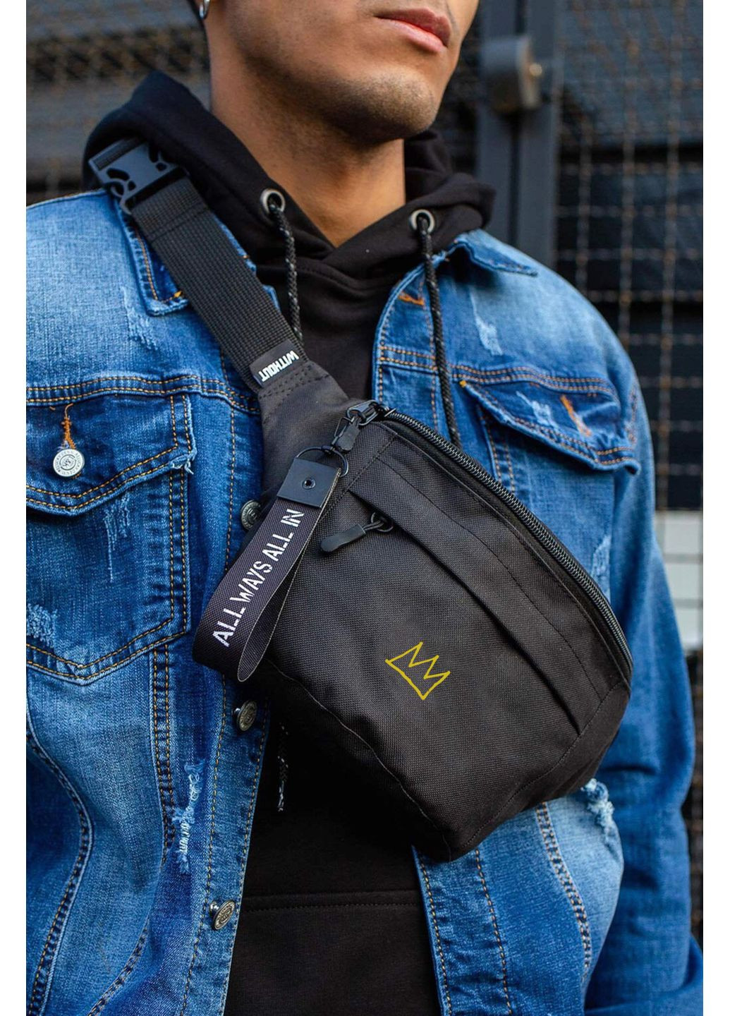 Чоловіча Сумка Бананка Барсетка Через Плече З Принтом Crown Without (350908724)