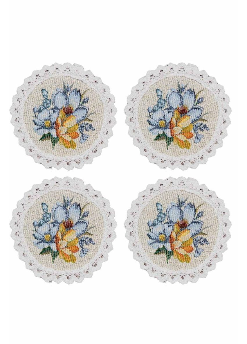 Набор салфеток под чашку Рrimavera 14 см Разноцветный 4 шт Прованс (372600493)