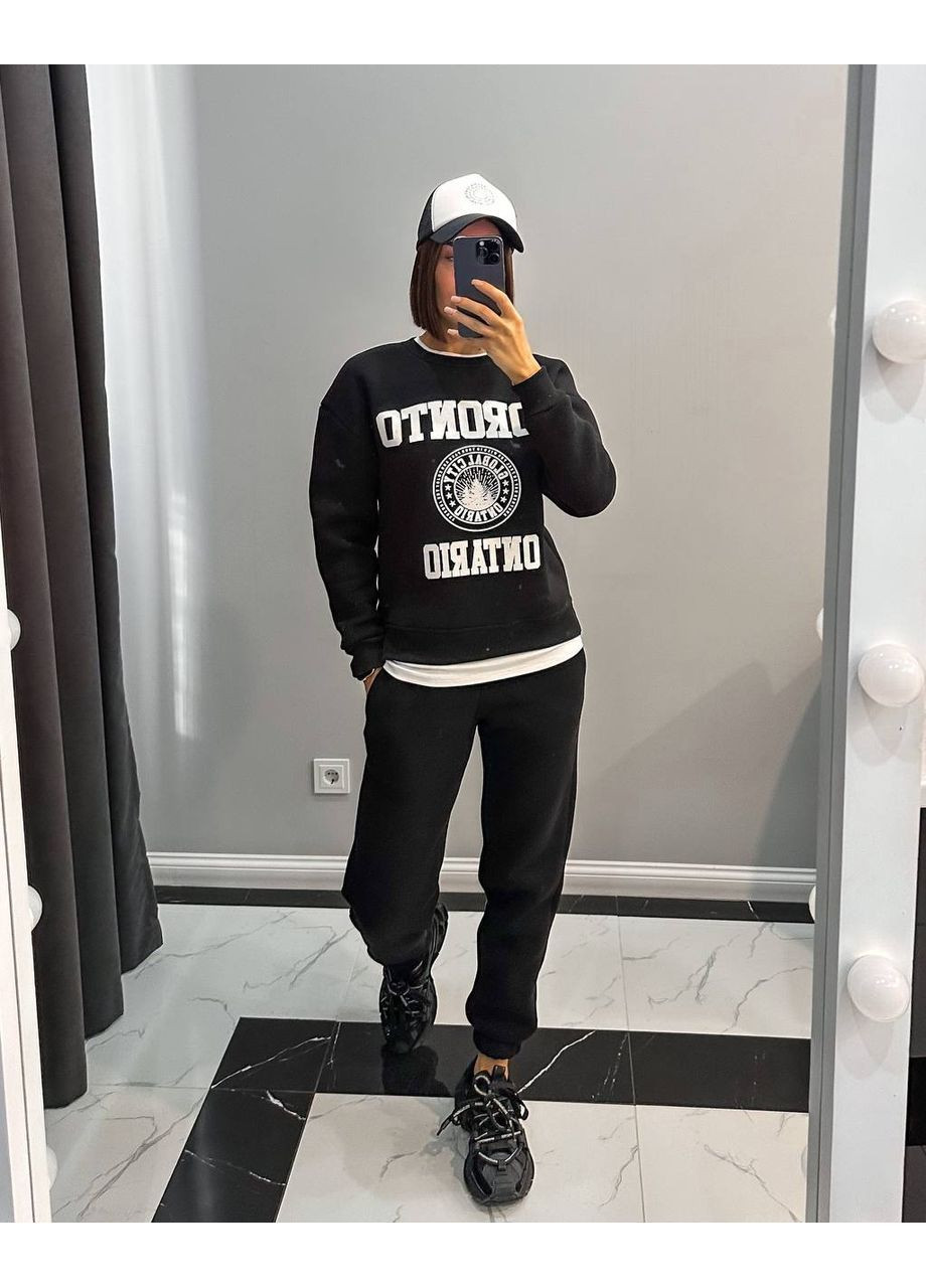 Костюм тринитка на флісі (світшот, штани), колір Чорний Fashion (365072229)