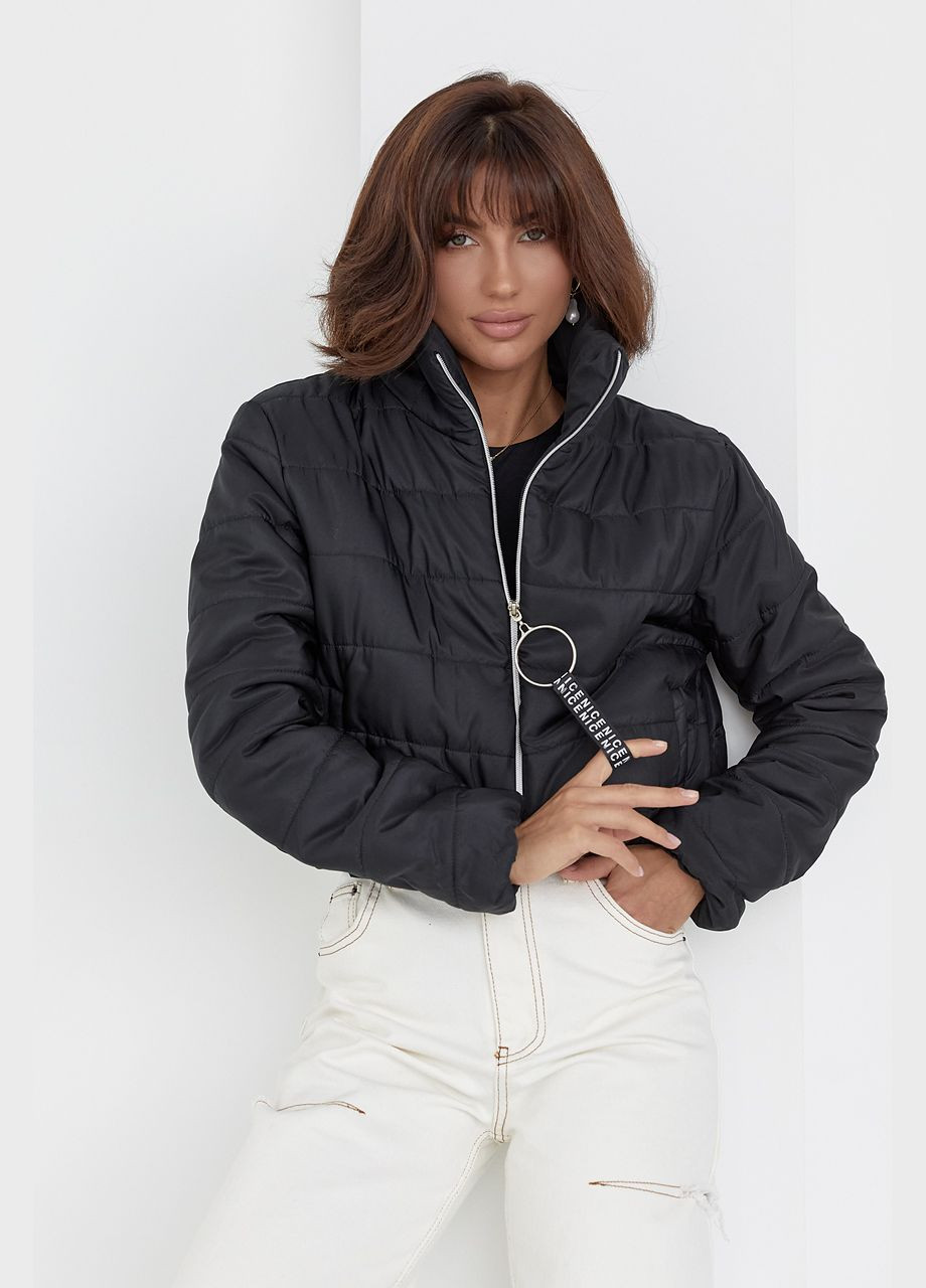 Черная демисезонная демисезонная куртка женская на молнии 00009 Lurex