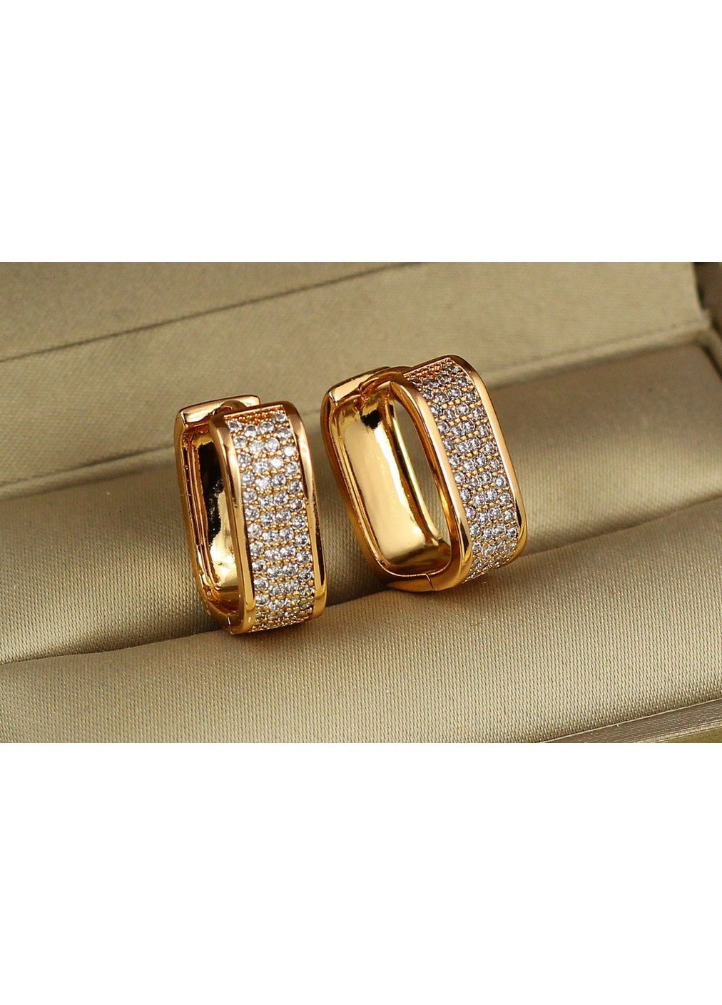 Сережки квадратні кільця 1.8 см золотисті love-shopping Xuping Jewelry (354661908)