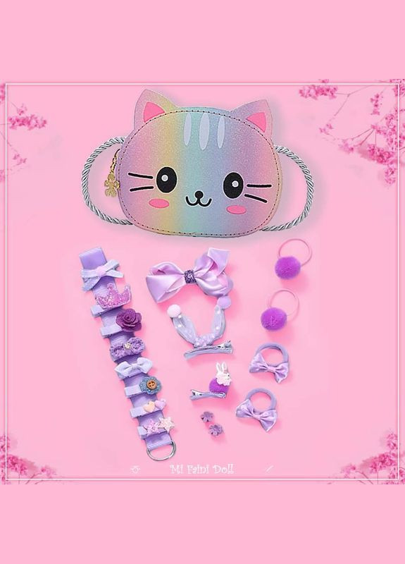 Набор детских заколок резинок украшений подарок для девочки 18 шт №12, С сумочкой PRC (264913942)