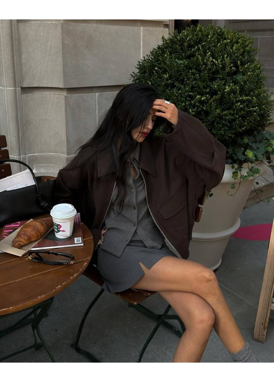 Стильний кашеміровий бомбер Oversize – Розмірна сітка в описі GD/GL Модний простір на блискавці (364966404)