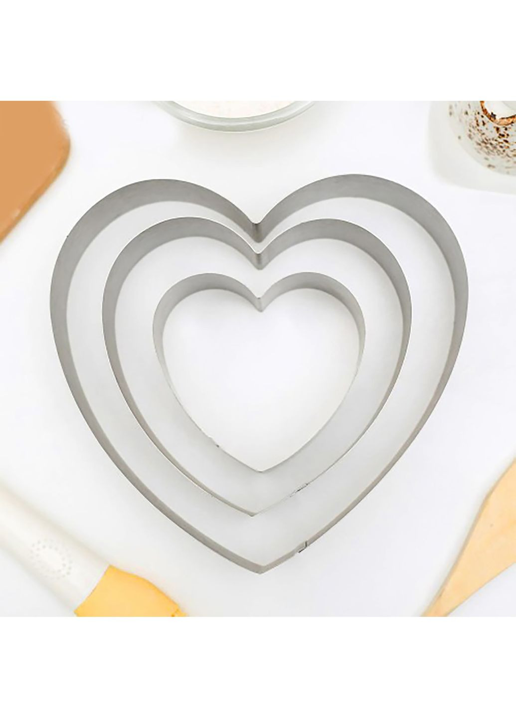 Набор металлических форм колец для десертов, пирожных, выпечки тортов в форме сердец 20х19 см (высота 8 см) Господар (323039399)