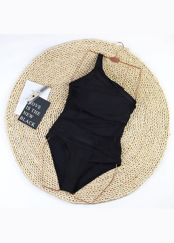 Чорний літній суцільний купальник з сіткою No Brand
