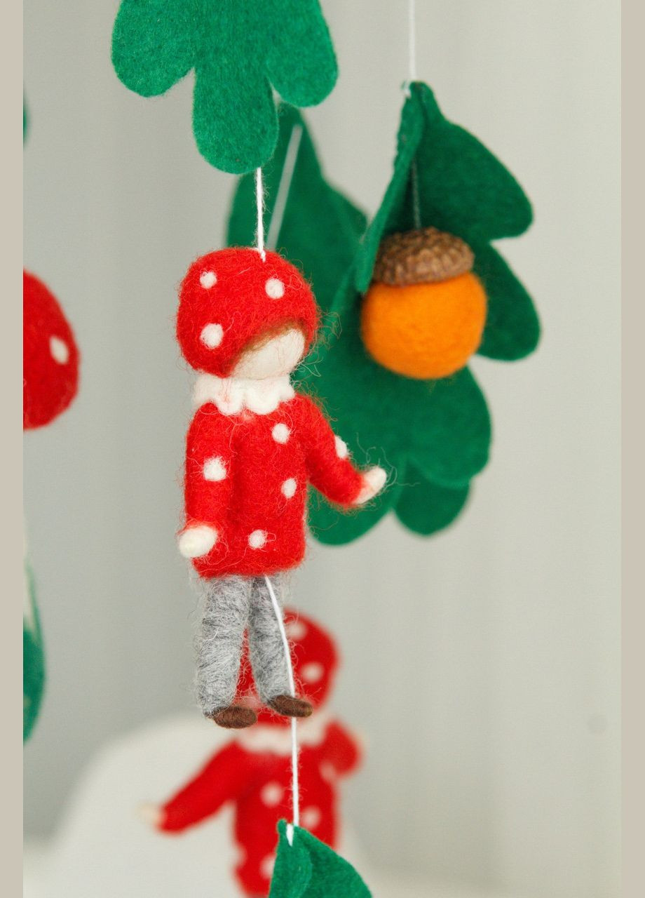 Детский мобиль на кроватку для младенцев WooolyWool «Мухоморчики» No Brand (342758030)