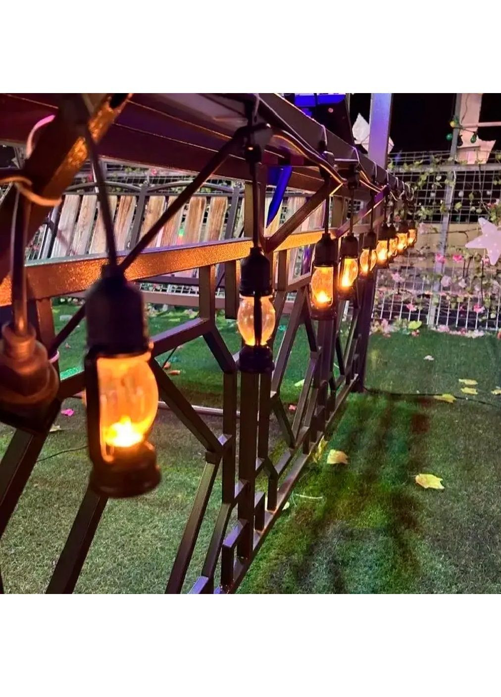 Гірлянда світлодіодна новорічна з ефектом полум'я роботою від мережі 5 м 10 лампочок (482145-Prob) Жовте світіння Unbranded (370914558)