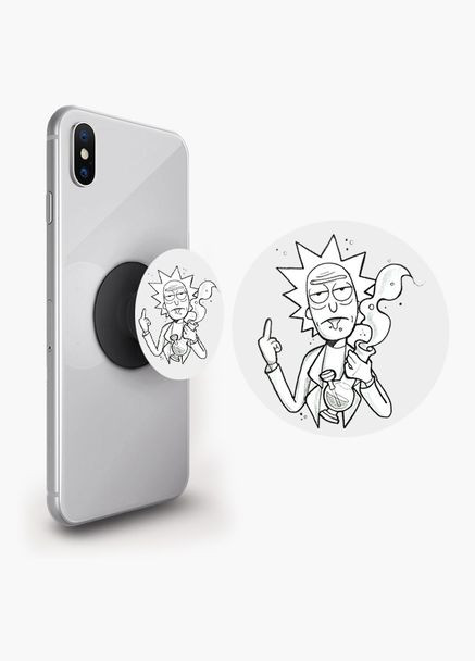 Попсокет тримач для смартфона (Popsockets) Рік та морті Чорний No Brand (302083314)