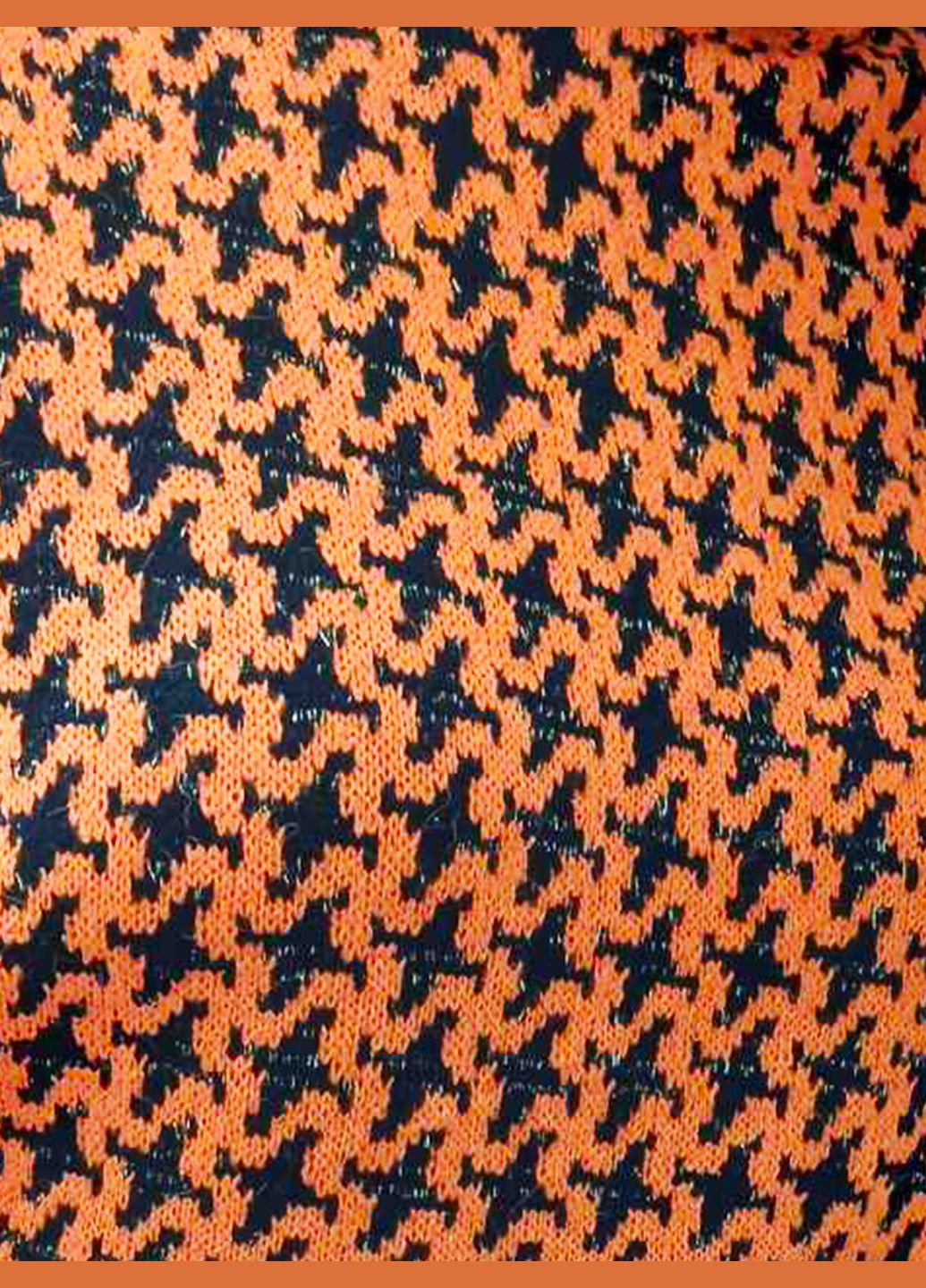 Комбинированный демисезонный теплая водолазка женская большого размера батал, вязаный акрил зимняя с высоким горлом, гусиные лапки цвет оранжевый No Brand