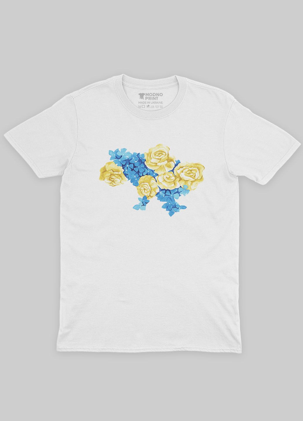 Белая демисезонная футболка для мальчика с патриотическим принтом карта украины (ts001-1-whi-005-1-019-b) Modno