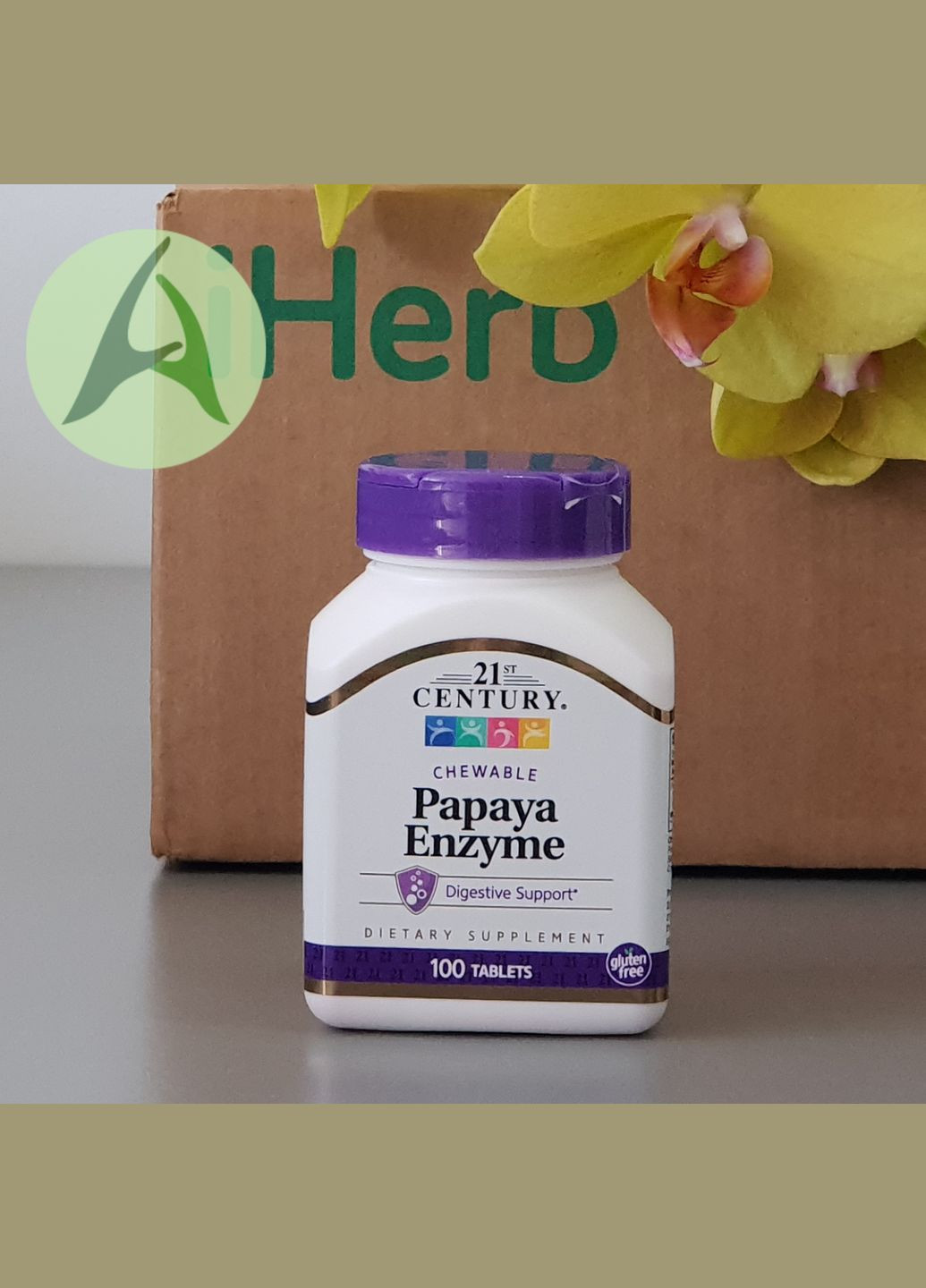 Фермент папайї, 100 жувальних таблеток 21st Century (314524336)
