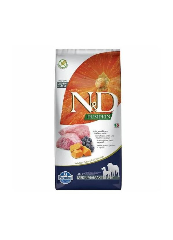 Беззерновой суxой корм для собак средниx и крупныx пород С тыквой ягненком черникой 2.5 кг (8010276033284) Farmina (364787643)