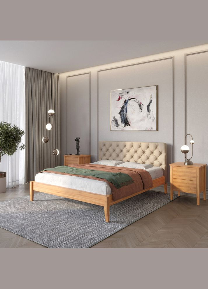 Полуторне дерев'яне ліжко Рим ДК /Аляска 23 (Бежевий) Б3 120х190 см Mebigrand (366084284)