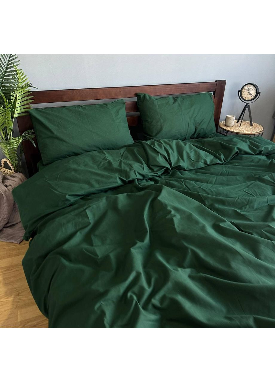 Постельное белье хлопковое Однотонная Евро Простынь на резинке 160x200х20 Бязь Изумруд 50 х 70 No Brand (352201624)