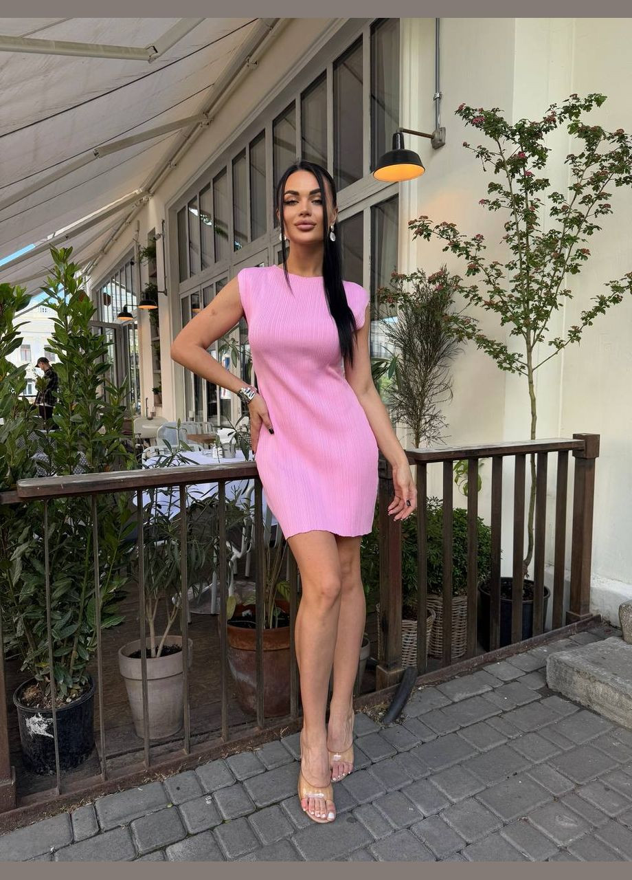 Розовое праздничный, кэжуал, вечернее элегантное мини платье Vakko однотонное