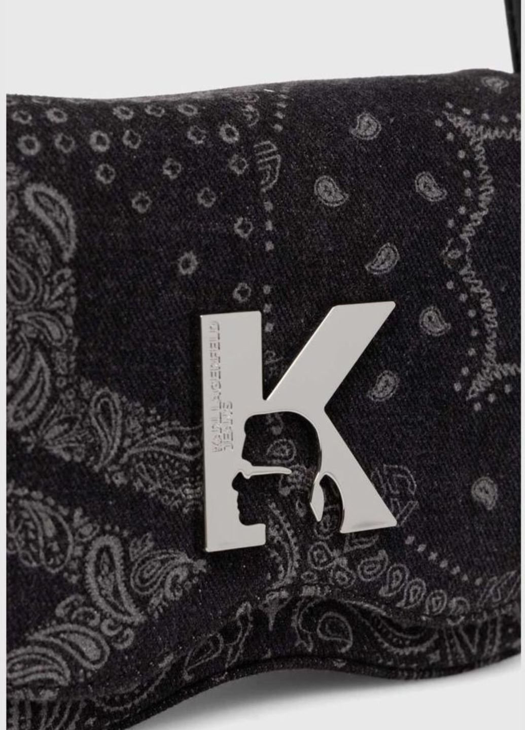 Женская сумка через плечо черная текстильная с регулируемым ремешком Karl Lagerfeld (325215115)