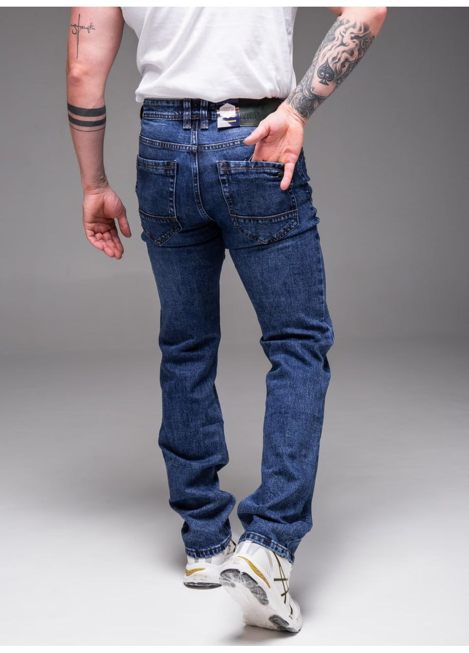 Синие демисезонные прямые классические мужские джинсы Vakko