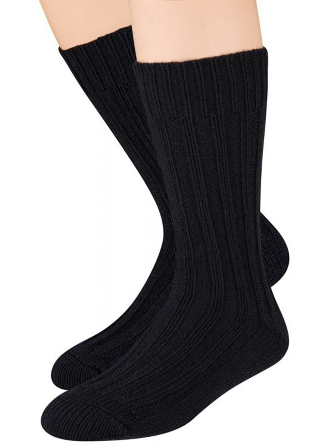 Чёрные носки вязаные теплые с шерстью 085 wool Steven (349500882)