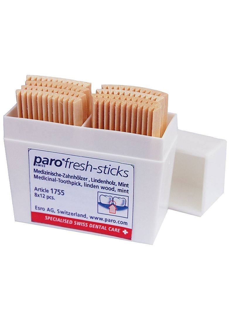 Медичні зубочистки, середнього розміру, з м'ятним смаком (96шт) Fresh - Sticks 96шт (2-228532) Paro Swiss (369795297)