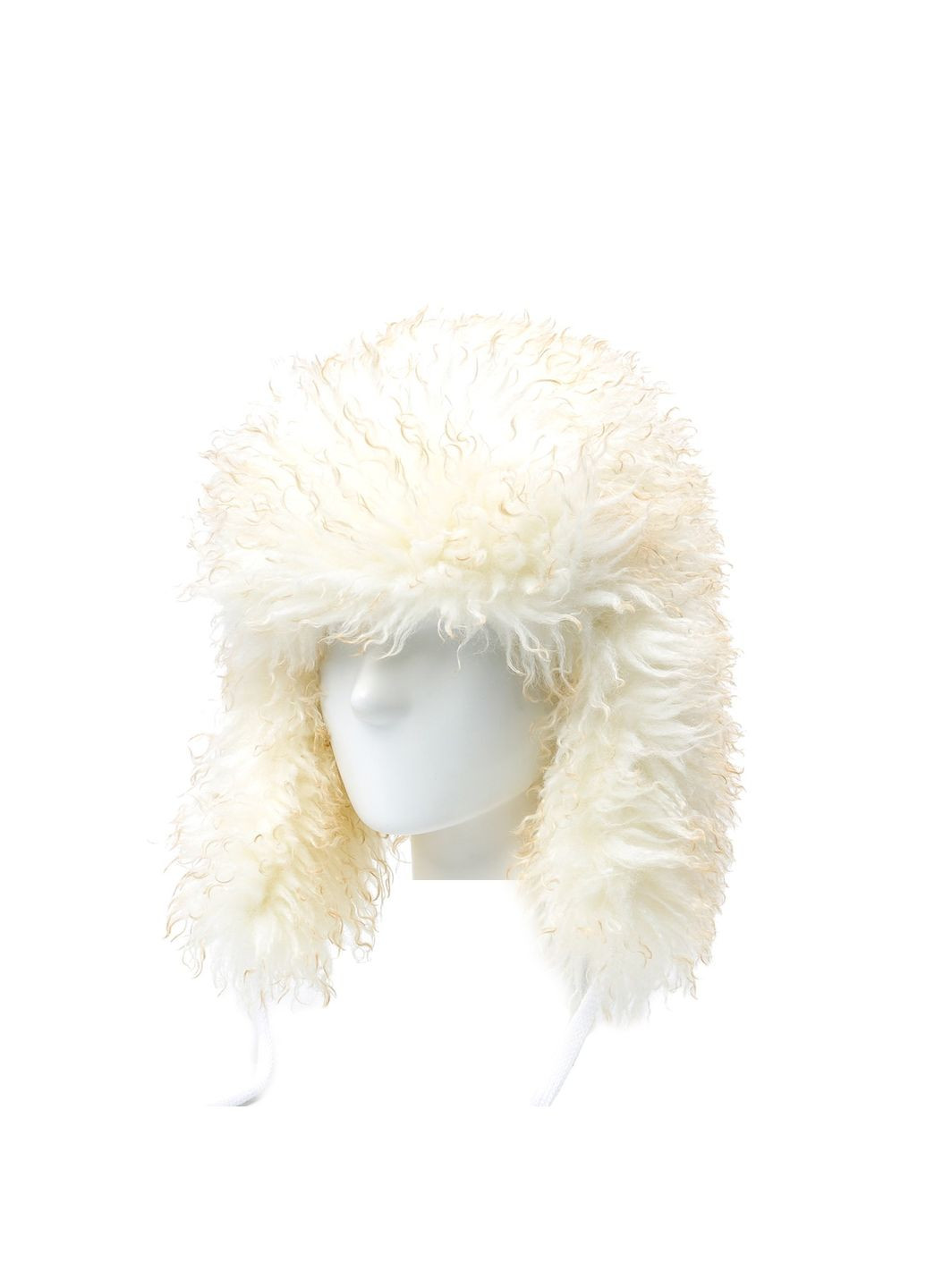 Шапка ушанка женская искусственный мех лама молочная КЕРРИ LuckyLOOK 653-924 (322789094)