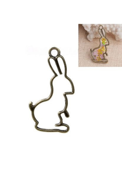 Підвіска Кулон рамка під заливку епоксидної смоли зайчик кролик Антична бронза 41 мм х 21 мм Finding (316251454)