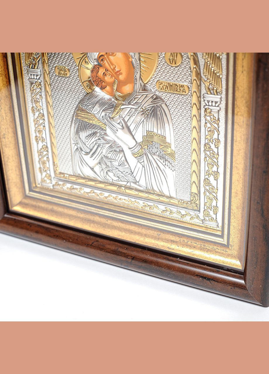 Ікона Володимирська Богородиця 30,5х28,5 см під склом у сріблі та позолоті (Божа Мати) Silver Axion (266266114)