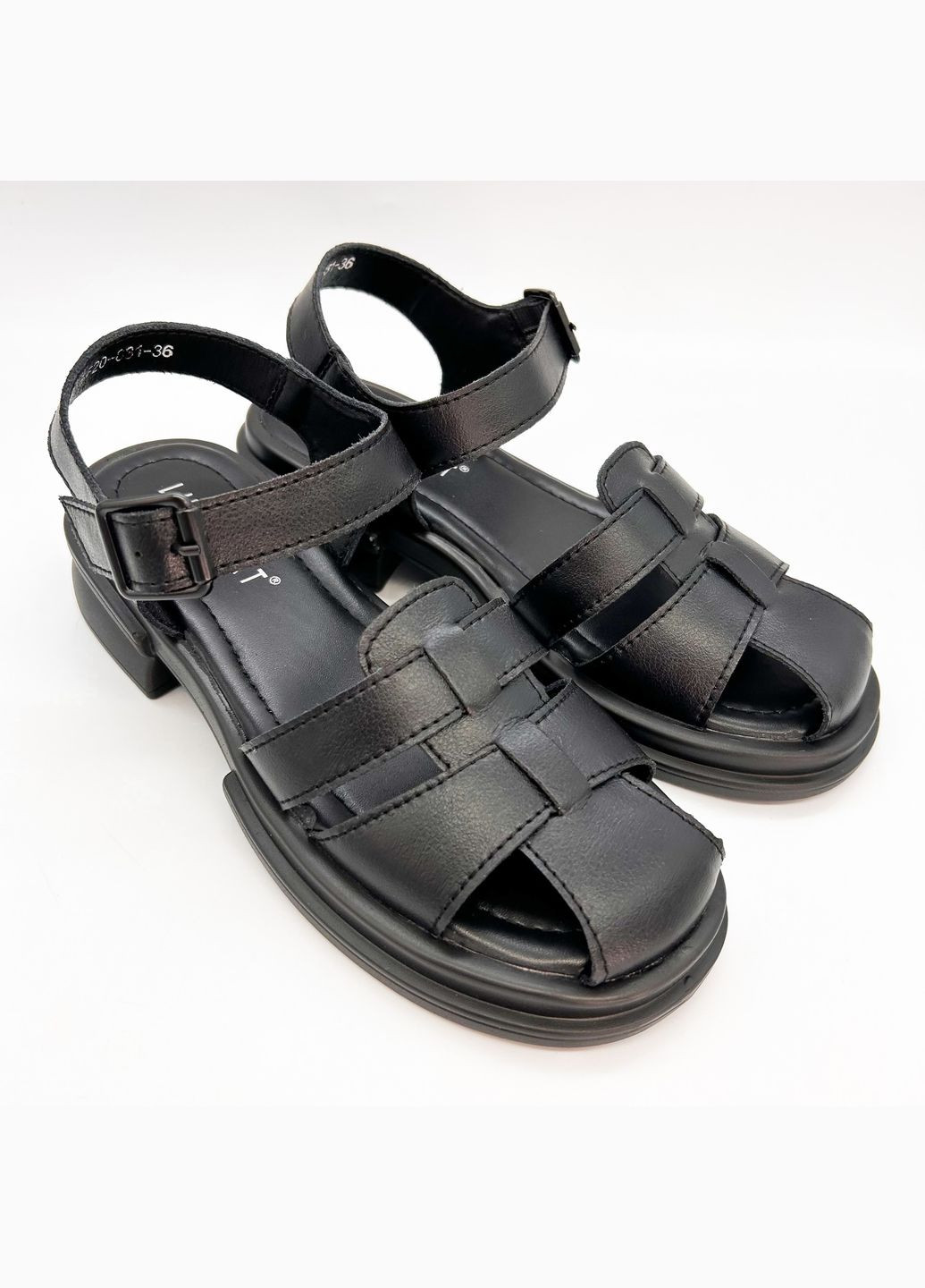 Черные босоножки (р) кожа 0-1-1-bf-20-831 Lifexpert с ремешком