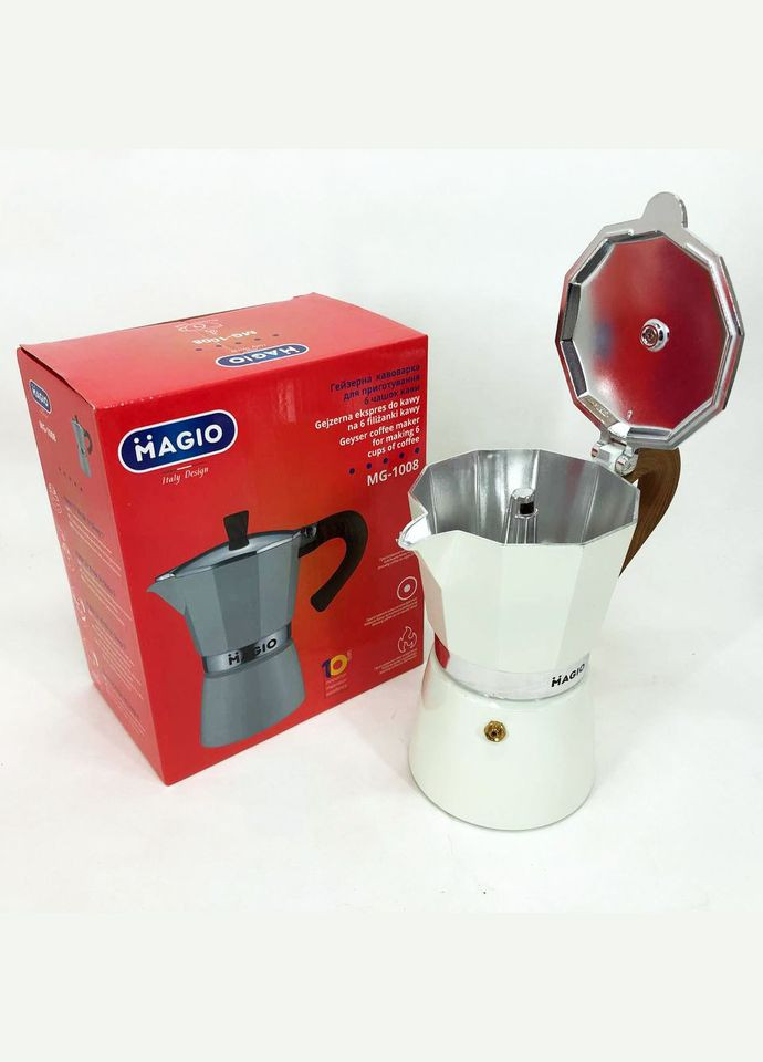 Гейзерна кавоварка MG-1008 300 мл, кавоварка для індукційної плити, гейзерна турка для кави Magio (364664670)