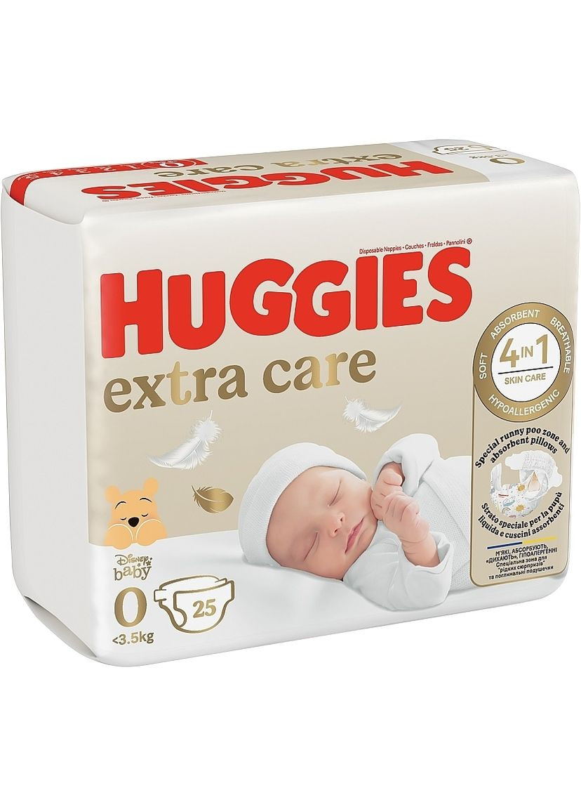 Подгузники Extra Care, размер 0 (до 3,5 кг), 25 шт. 25шт (1240964-31017481) Huggies (365800220)