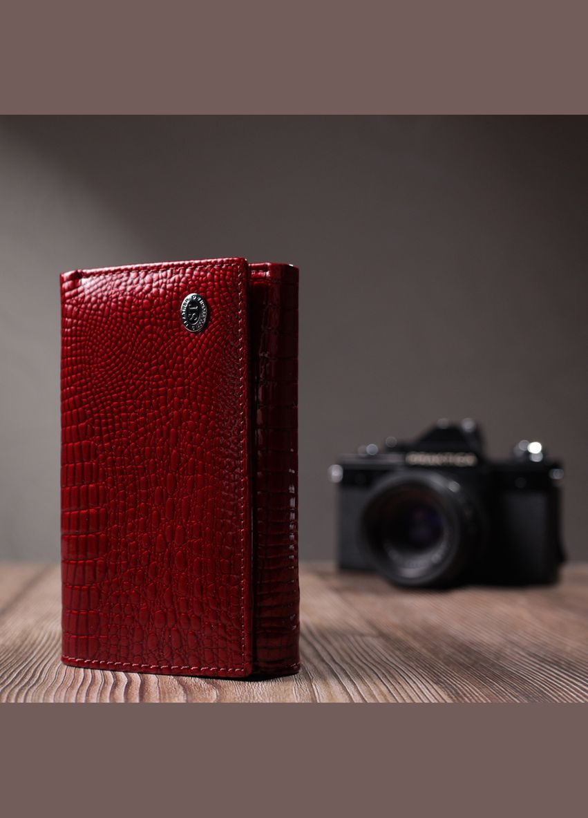 Жіночий гаманець потрійного додавання з натуральної шкіри з монетницею червоний (sku_22708) No Brand (328218407)