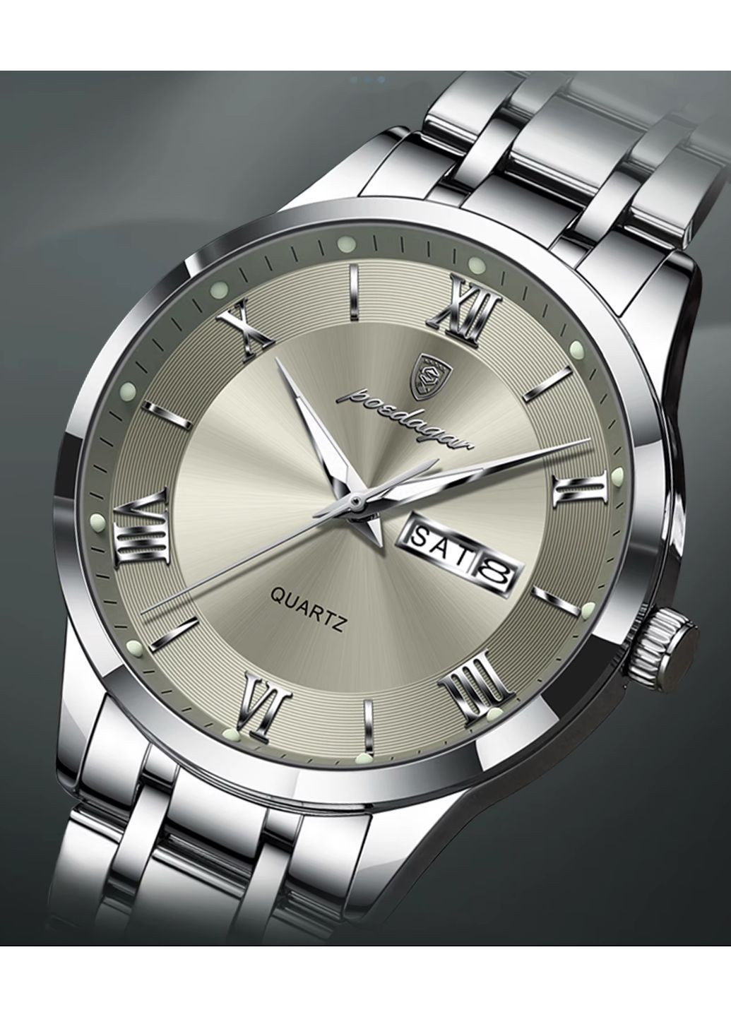 Наручний годинник чоловічий Berlin Сріблястий (3419) Poedagar (362975855)