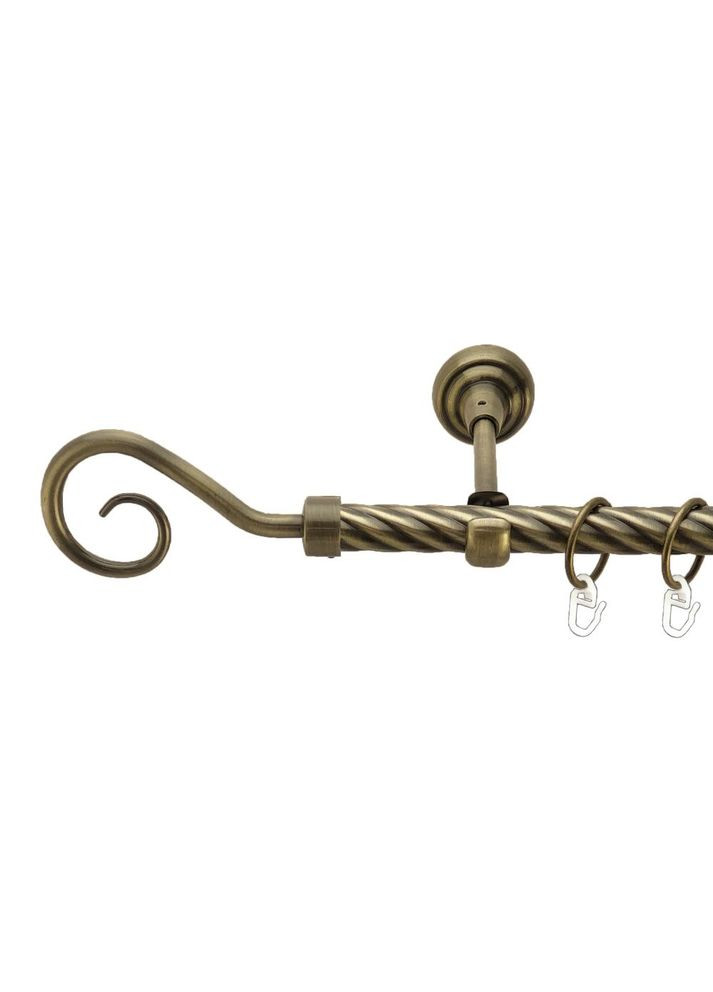 Карниз Гак металлический однорядный открытый скрученная труба Антик 19 мм 200 см (00-00017138) ORVIT (300284334)