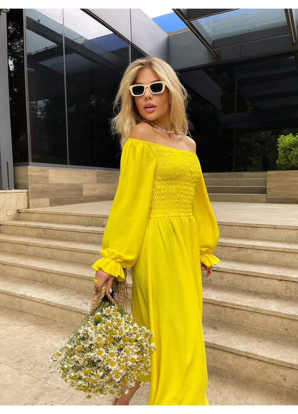 Желтое женское платье креп модель 237 жёлтый Україна