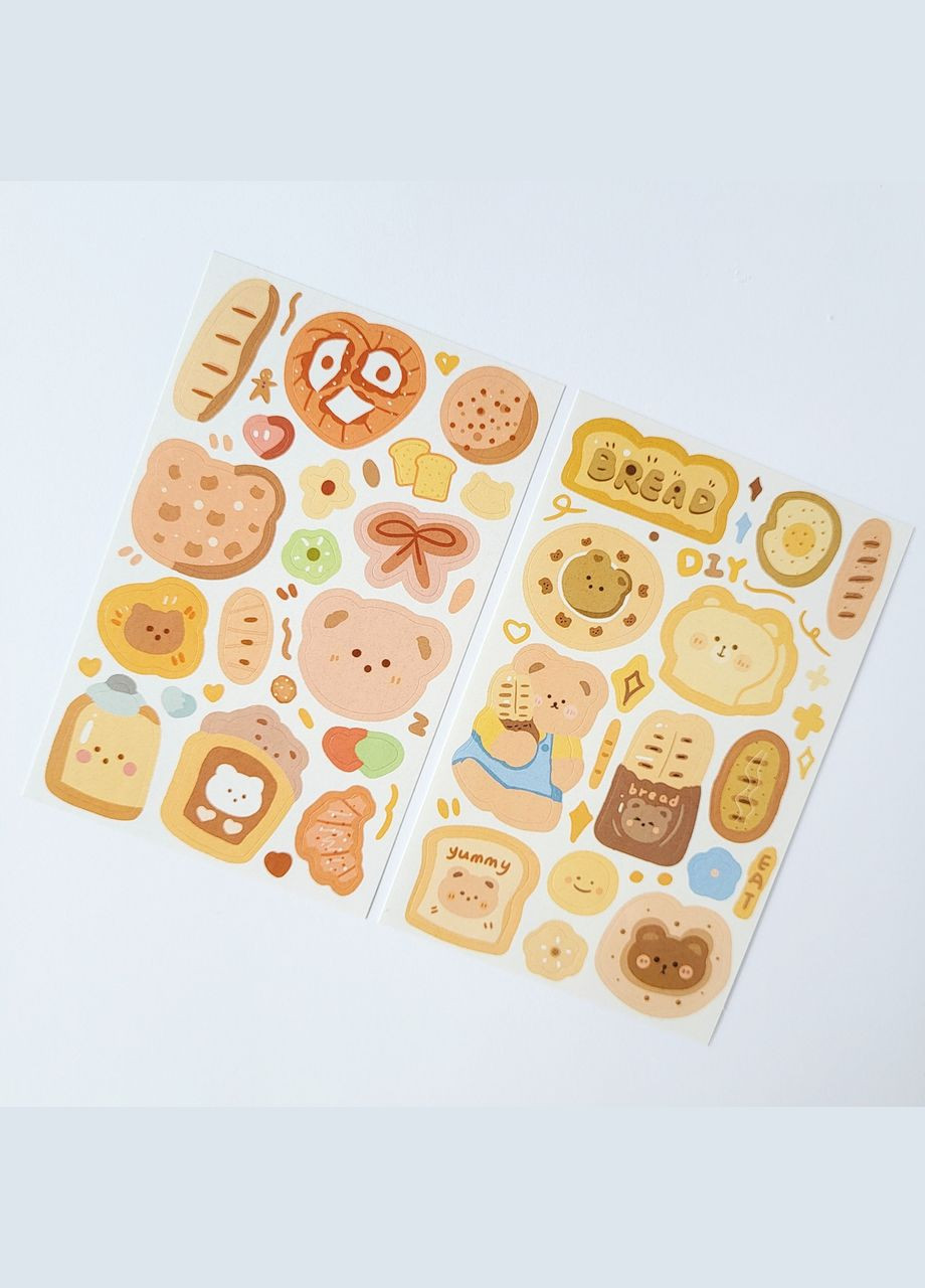 Набір декоративних наліпок для творчості Stickers DIY ведмедики бежеві хліб Bears 2 шт No Brand (322872653)